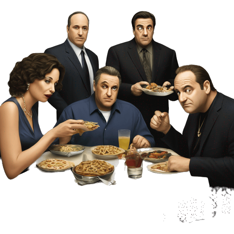 Sopranos cast eating dinner emoji