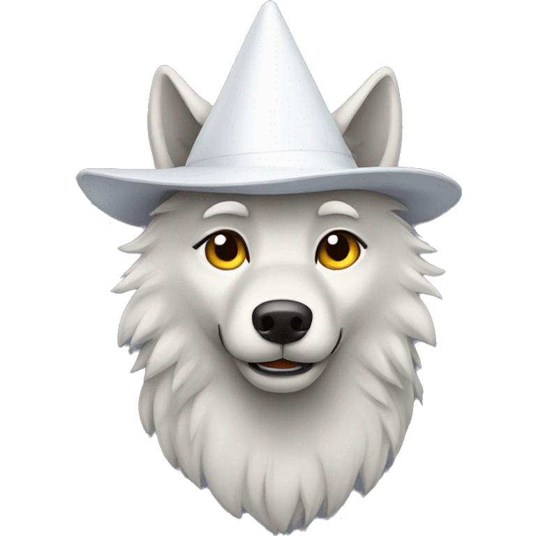 Wolf wearing white pointy hat emoji