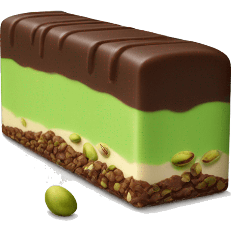 A bar of Dubai chocolate filled with Green pistachio cream emoji