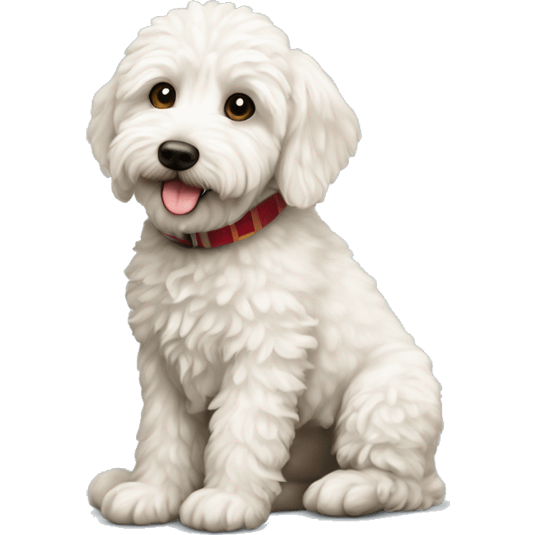 Witte Mini labradoodle kerst emoji