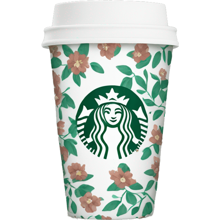 floral patterned starbucks cup emoji