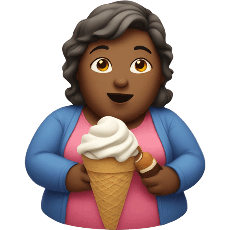 Fat woman eating ice cream emoji