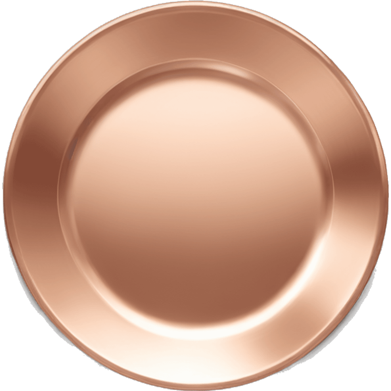 Realistic empty rose gold plate lying down flat on table. emoji