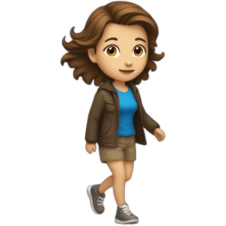 Brown haired girl walking emoji