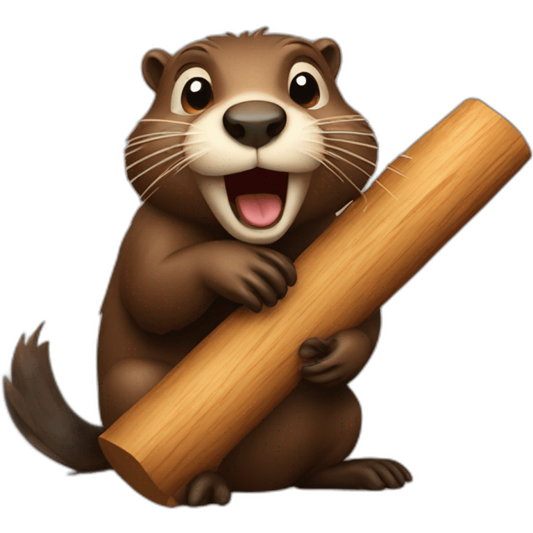 Beaver biting wood emoji