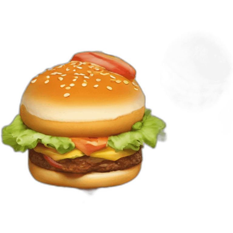 Manuel Macron qui mange un burger king emoji