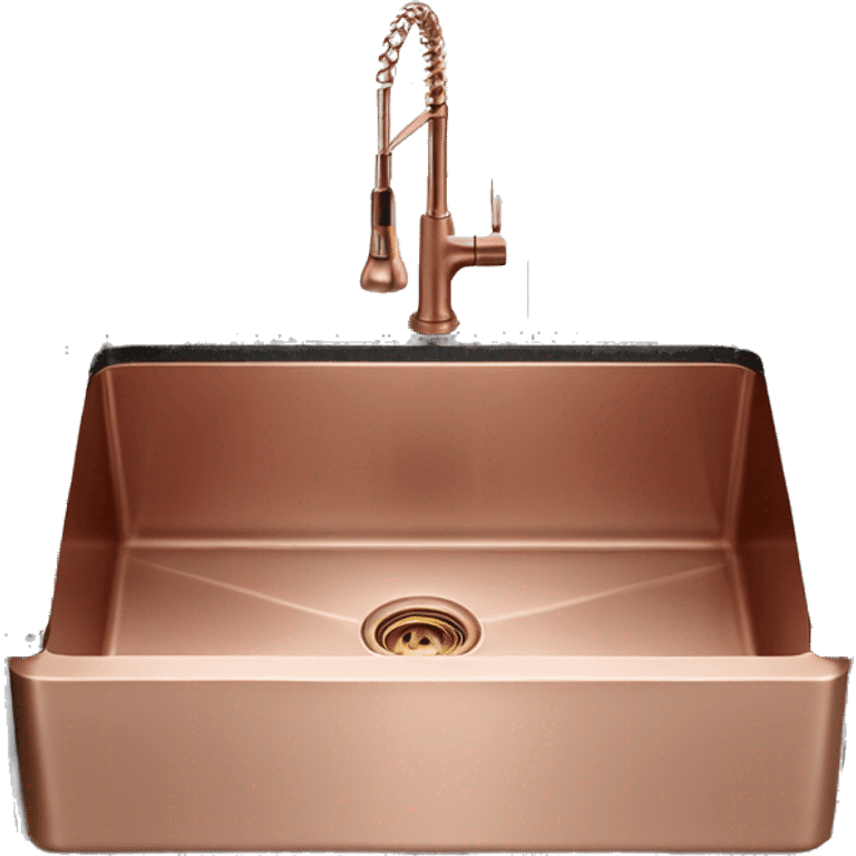 Realistic side view of a rose gold farmhouse style kitchen sink. emoji