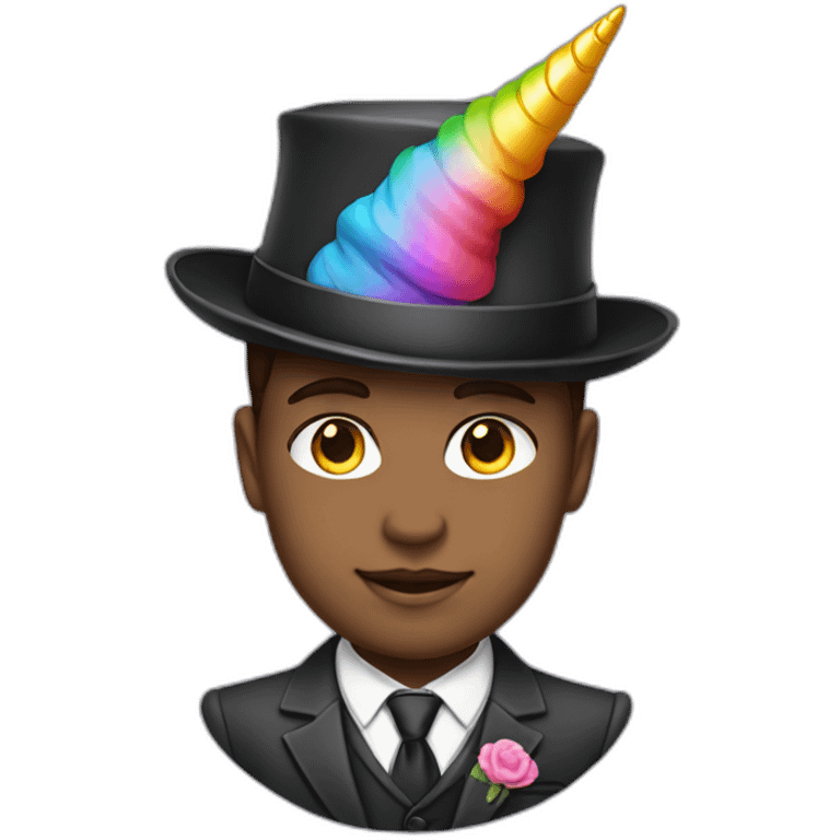 Posh-boy-with-suit-and-rainbow-unicorn-hat emoji