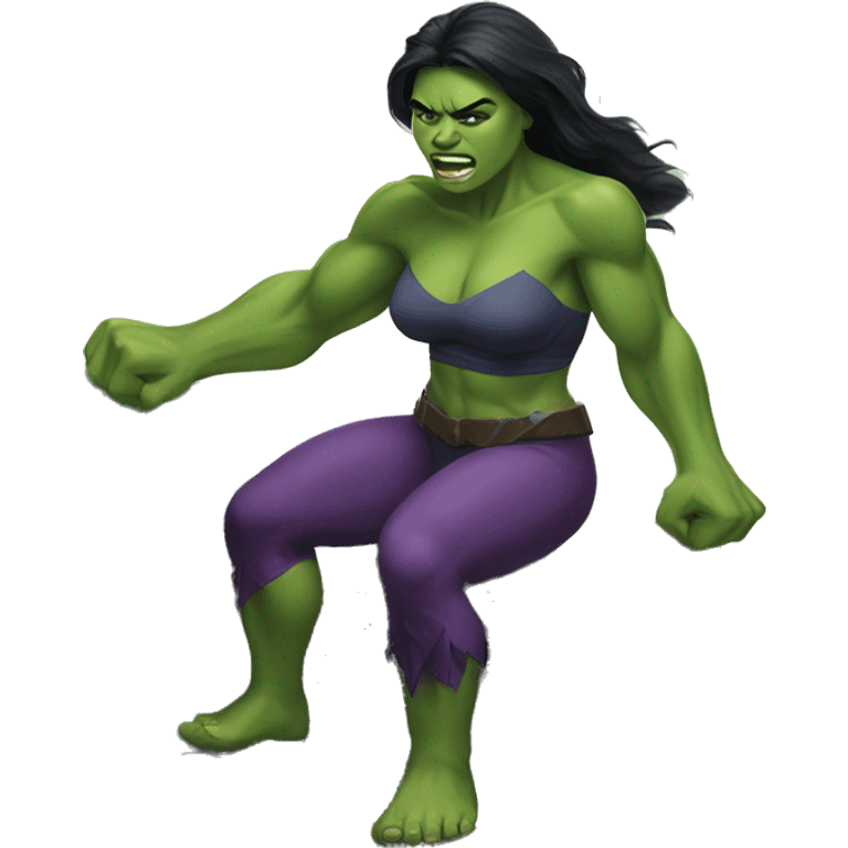 Female hulk crushing a rock emoji