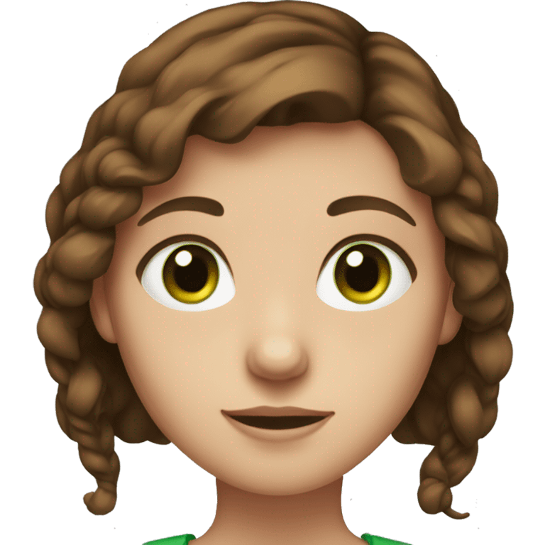 A girl with brown hair, green eyes and fair skin emoji