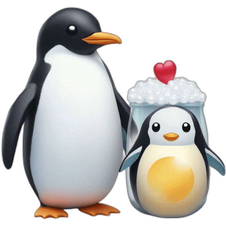 Penguin plushie with a boba with pearl plushie emoji