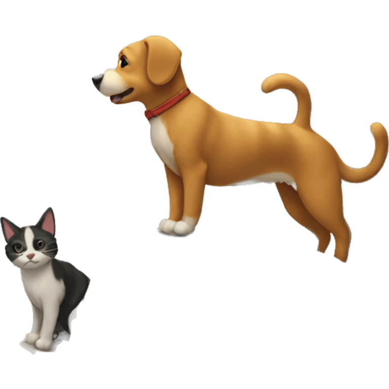 Cat and dog climb on mountain emoji