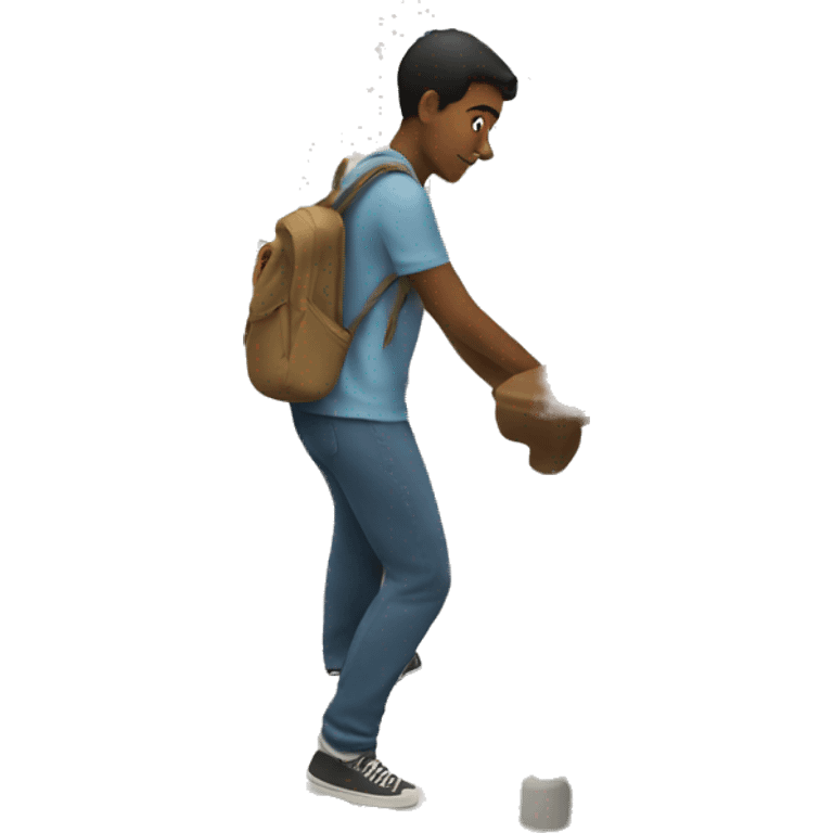 a white-skin student making a step upstairs emoji