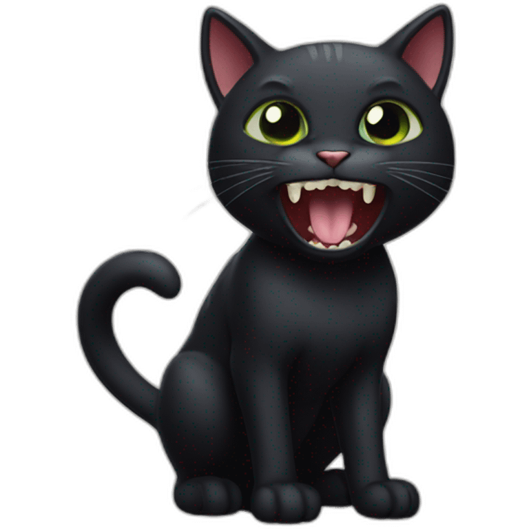 black cat with fangs emoji