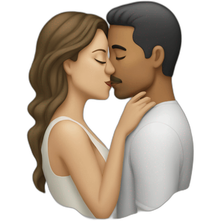 latino man white woman kissing emoji