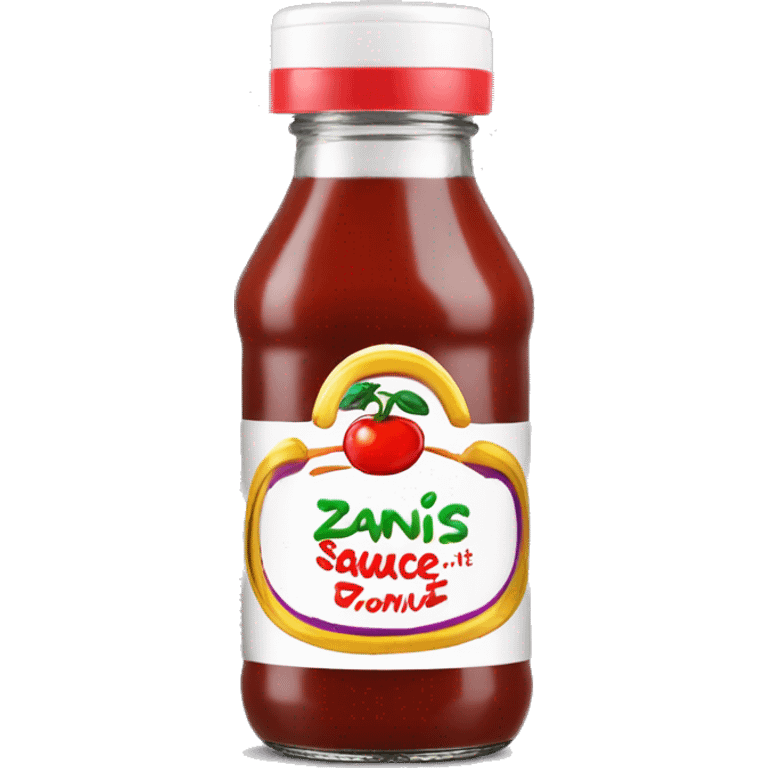 sauce bottle written Zanis on the lable make it colorfull emoji