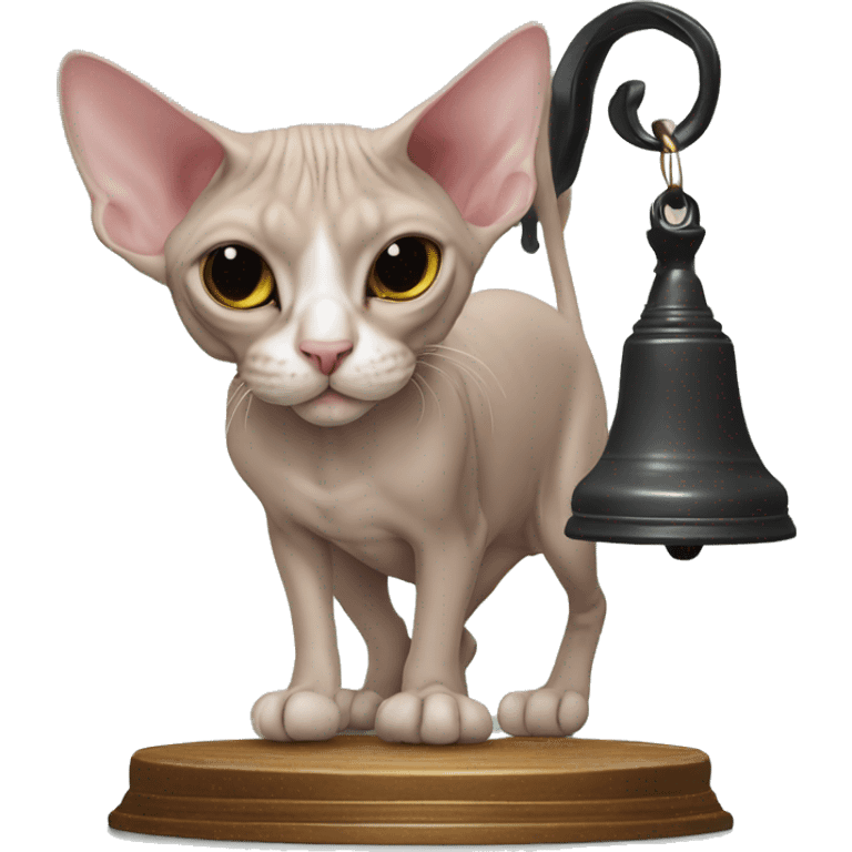 Sphynx cat on a table bell emoji