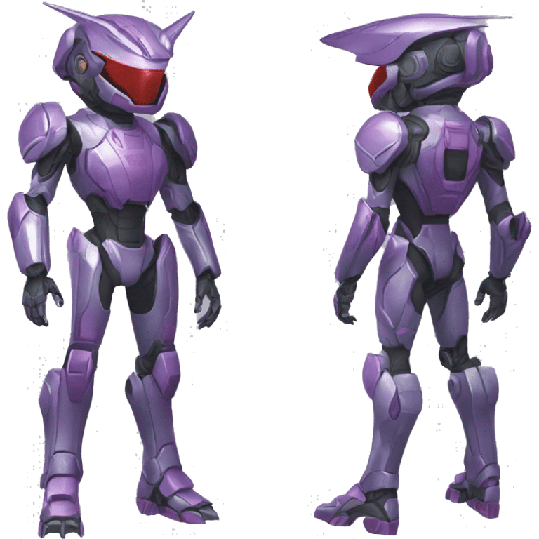 a Reptile-Genesect-Raptor-Fakémon-Medabot-Mecha with a futuristic visor-helmet and wearing a techwear-suit Full Body emoji