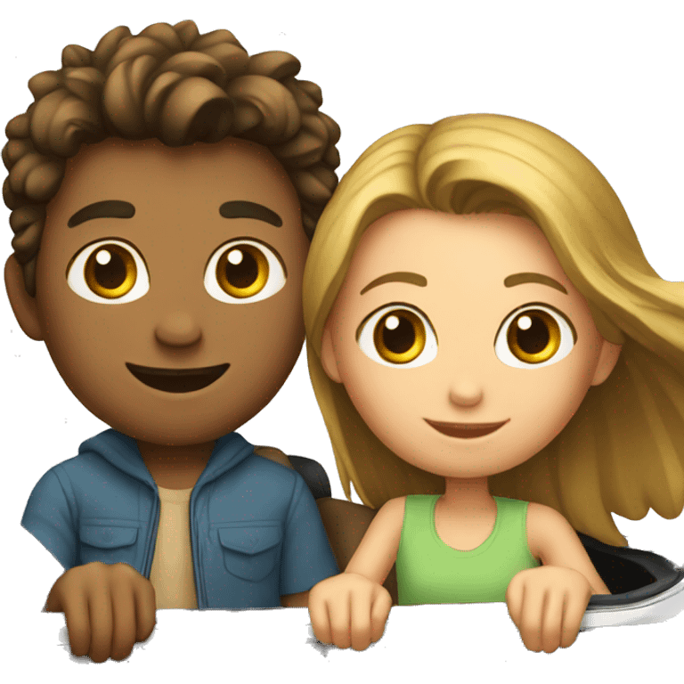 BOY AND GIRL ON CAR emoji