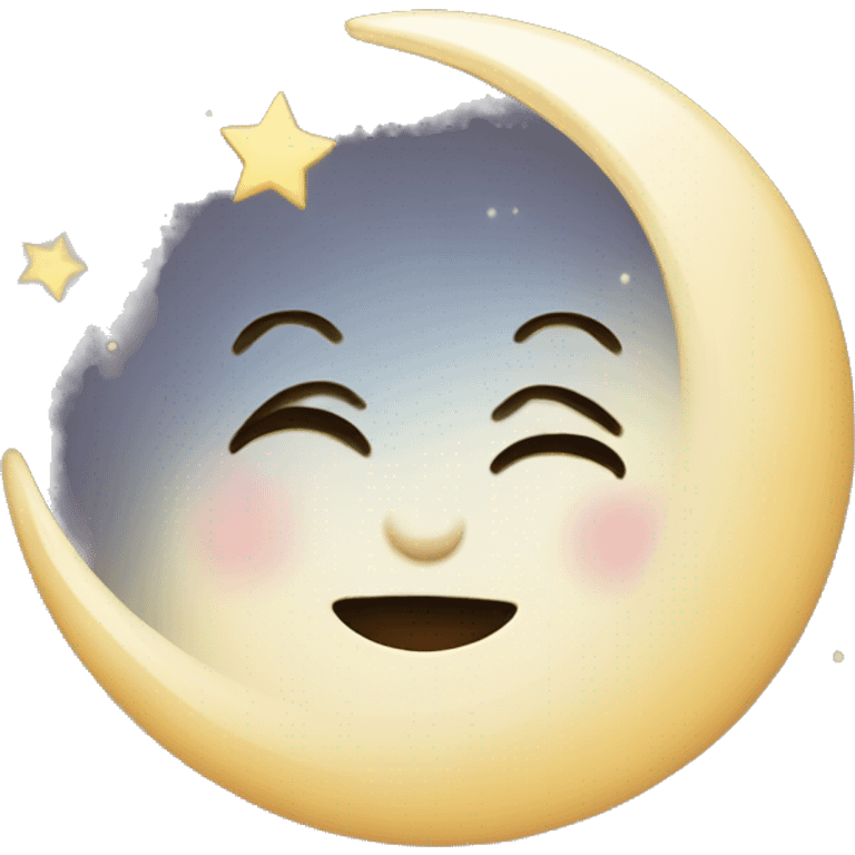 Moon astrology symbol with cute face emoji