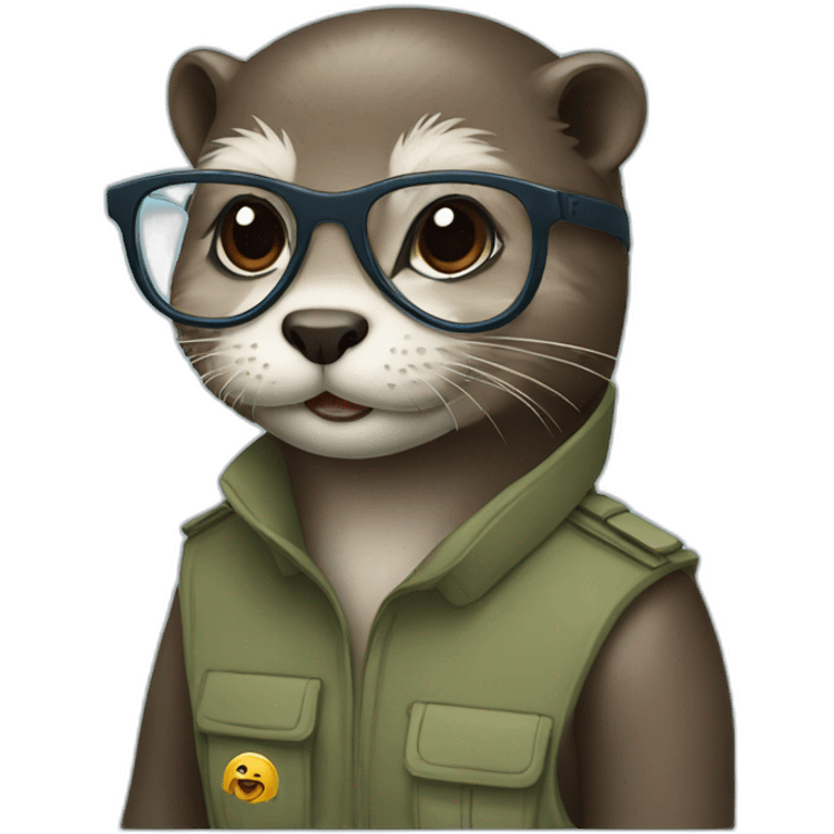 female vet otter with glasses use a macbook emoji