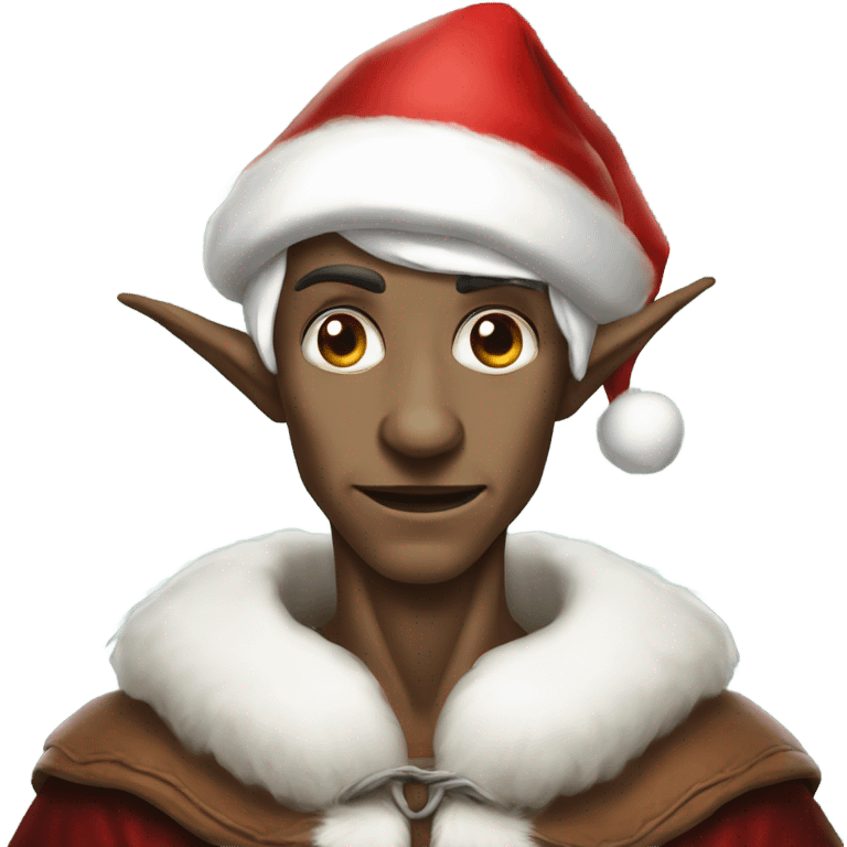 rogue male elf fantasy wearing santa hat emoji