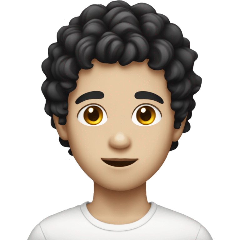 Boy with black wavy hair and white skin emoji