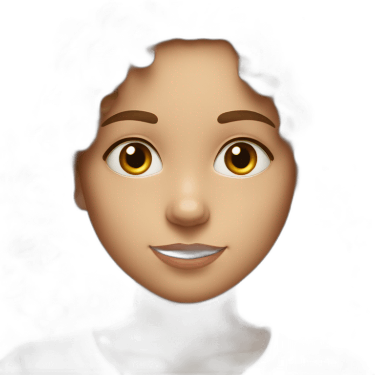 face of midle easten white curly tenage girl with medium brown hair in T-shirt emoji