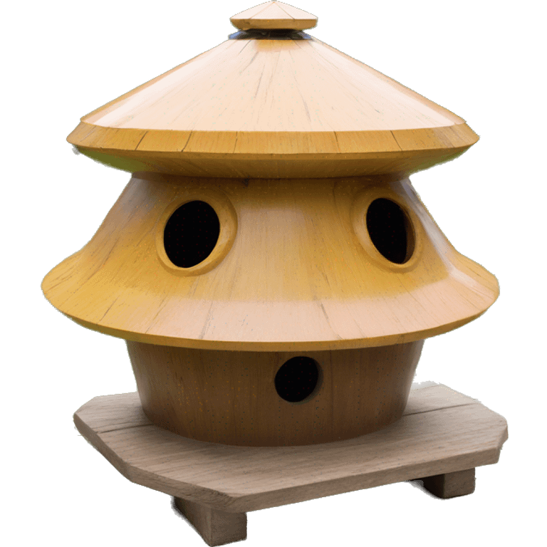 Rustic Wooden ufo spaceship birdhouse emoji