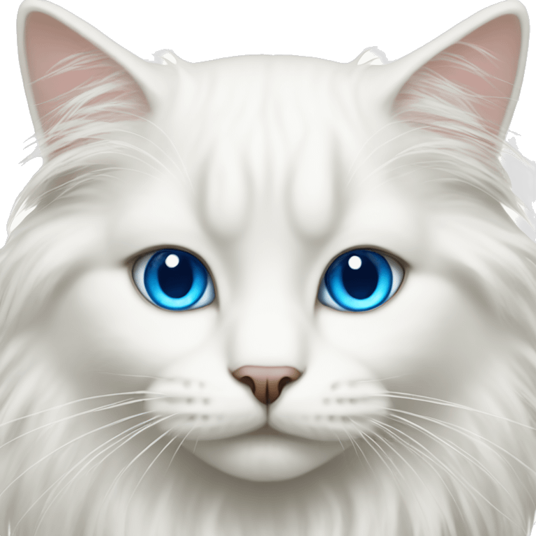 White long haired cat with blue eyes emoji