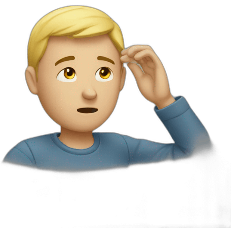 A man searching for something by putting his hand on his forehead emoji