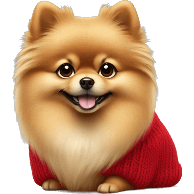 Pomeranian in a red sweater emoji