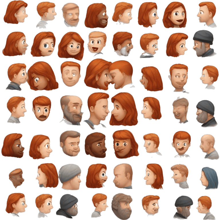 Slavic Redhead Kissing French man  emoji