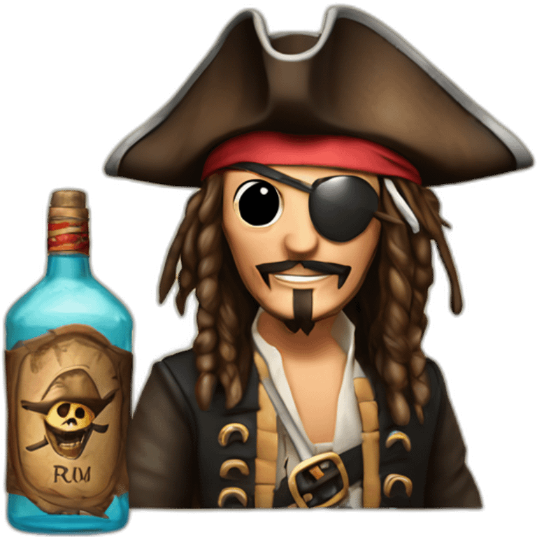 Captain Jack Sparrow and bottle of rum emoji