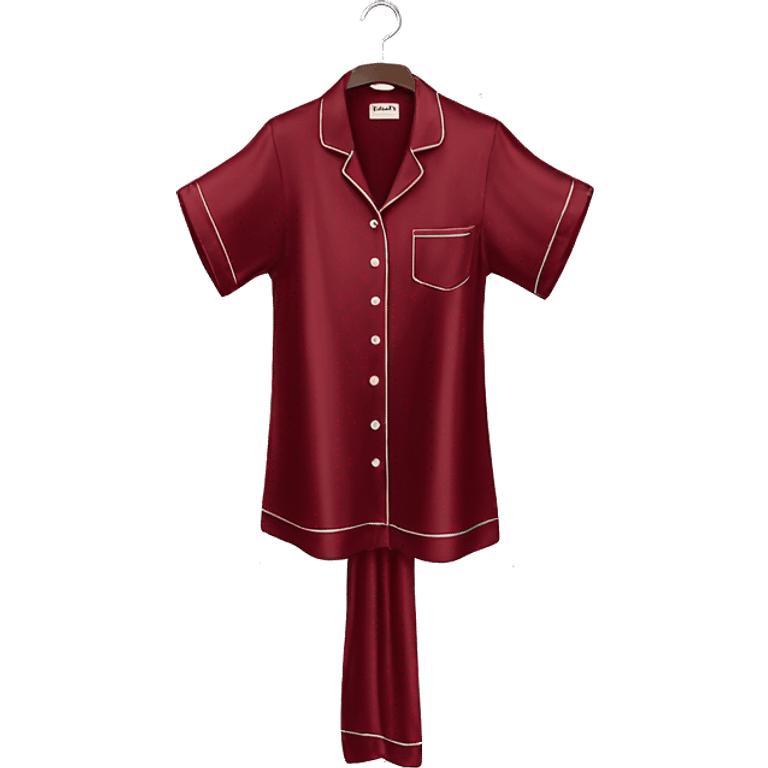 Luxury silk dark red pyjama on hanger emoji