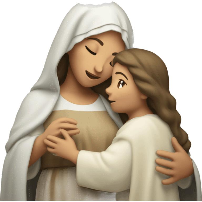 Maria mother of Jesus with Jesus in hands white skin emoji