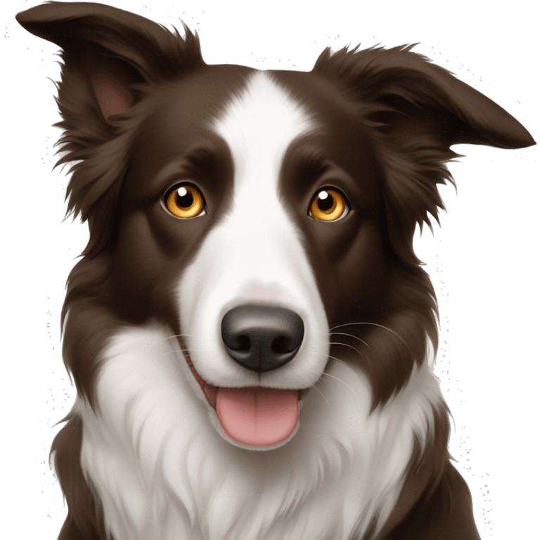 border collie brown and white with one blue eye and other brown ye emoji