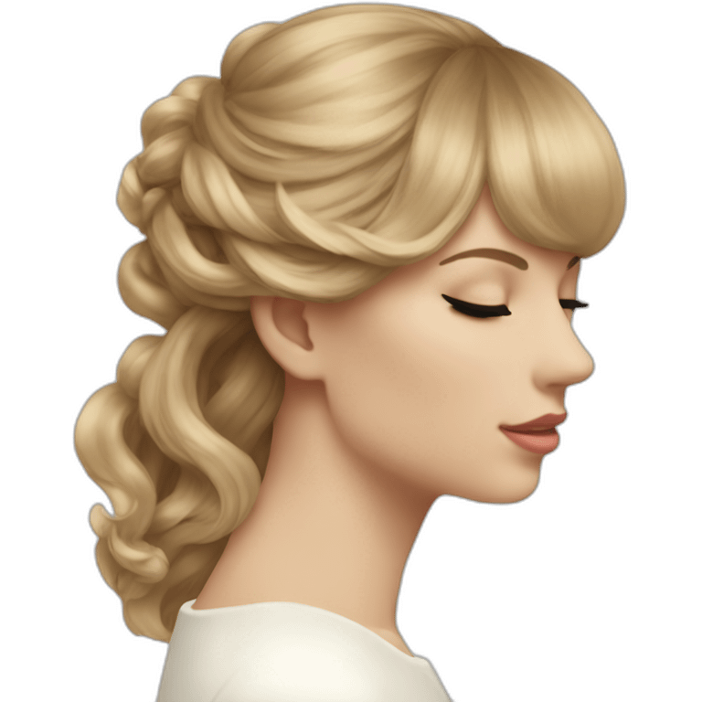 taylor swift side profile longer hair flying eyes closed white strap dress emoji