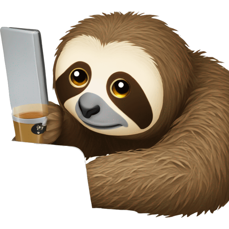 tired sloth with laptop and espresso tonic emoji