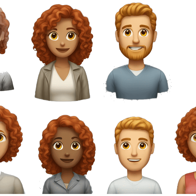 Red haired couple woman with long hair man with short curly hair emoji