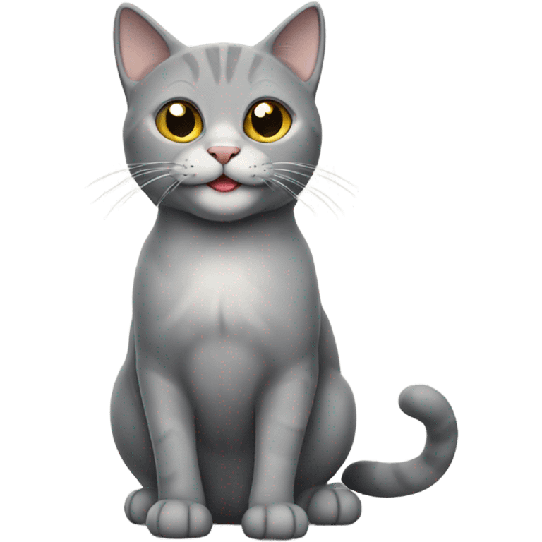 Grey scottish cat full body smiling  emoji