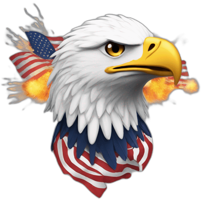 American eagle with explosions and American flag emoji