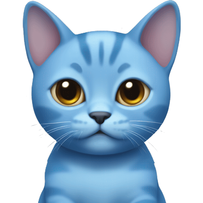 Blue baby cat made with a circle head and triangle ears emoji