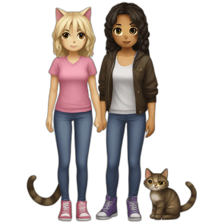 a cat and girl roleplay full body emoji