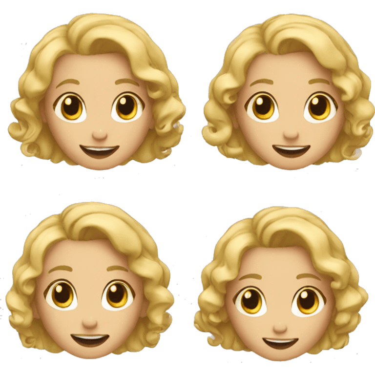 a girld with curled blond hair with a missing tooth emoji