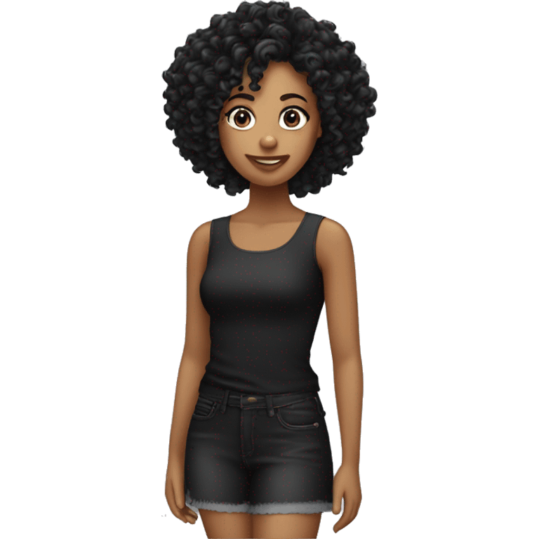 Chica De cabello rizado y negro  emoji