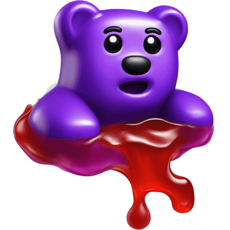 Purple gummy bear with red sauce dripping rom the top of it  emoji