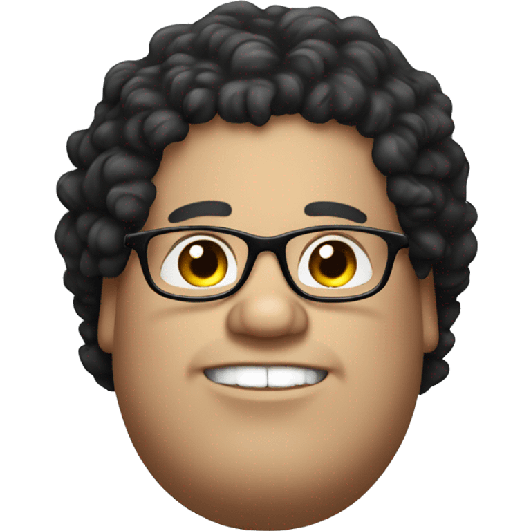 obese white male with Black curly hair and glasses emoji