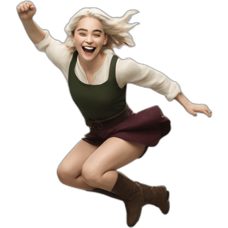 Emilia Clarke jumping emoji