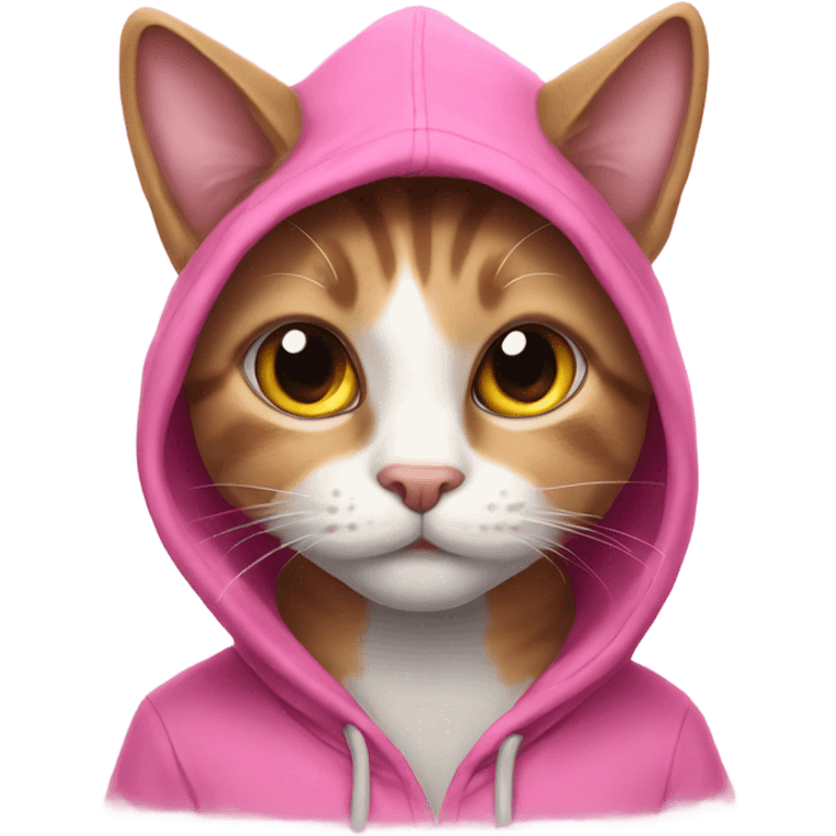 A cat in a pink hoodie  emoji